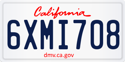 CA license plate 6XMI708