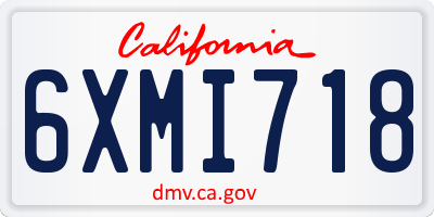 CA license plate 6XMI718