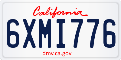 CA license plate 6XMI776