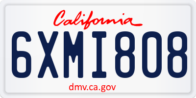 CA license plate 6XMI808