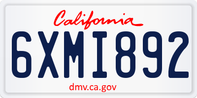 CA license plate 6XMI892