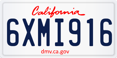 CA license plate 6XMI916