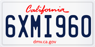 CA license plate 6XMI960