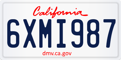 CA license plate 6XMI987