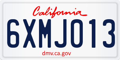 CA license plate 6XMJ013