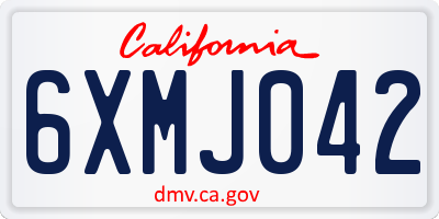 CA license plate 6XMJ042