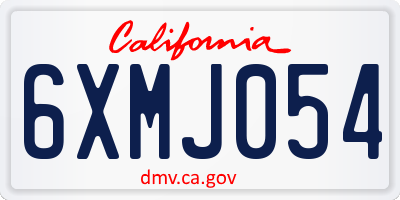 CA license plate 6XMJ054