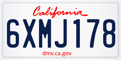 CA license plate 6XMJ178