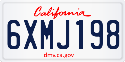 CA license plate 6XMJ198