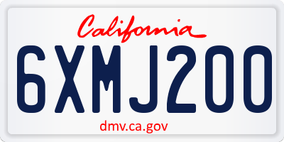 CA license plate 6XMJ200