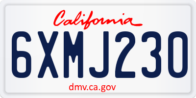 CA license plate 6XMJ230