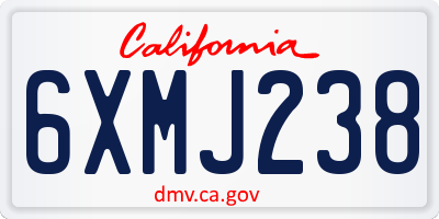 CA license plate 6XMJ238