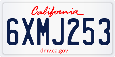 CA license plate 6XMJ253