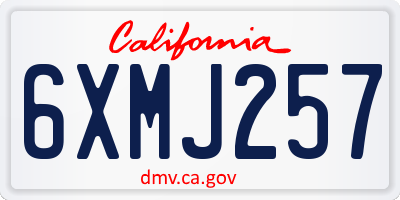 CA license plate 6XMJ257
