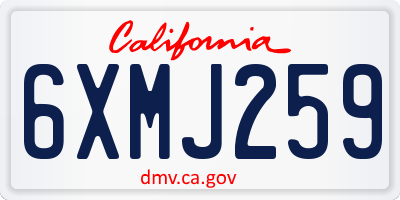 CA license plate 6XMJ259
