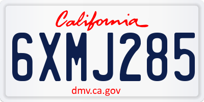 CA license plate 6XMJ285