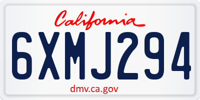 CA license plate 6XMJ294