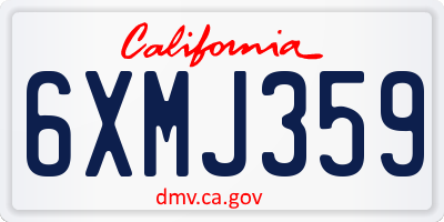 CA license plate 6XMJ359