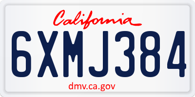 CA license plate 6XMJ384