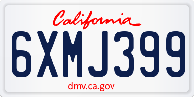 CA license plate 6XMJ399