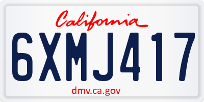 CA license plate 6XMJ417