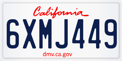 CA license plate 6XMJ449