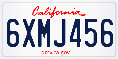 CA license plate 6XMJ456