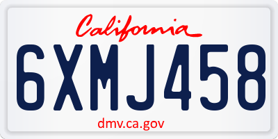 CA license plate 6XMJ458
