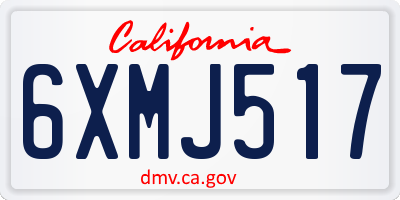 CA license plate 6XMJ517