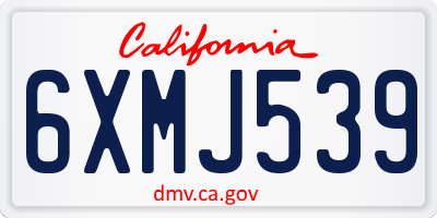 CA license plate 6XMJ539