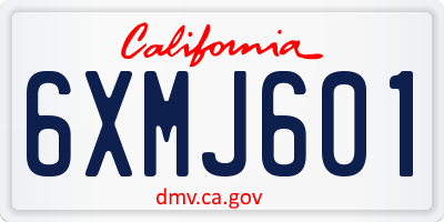 CA license plate 6XMJ601
