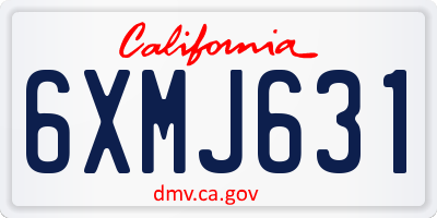 CA license plate 6XMJ631