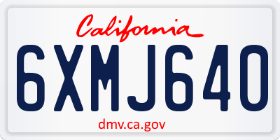 CA license plate 6XMJ640
