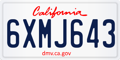 CA license plate 6XMJ643