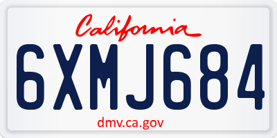 CA license plate 6XMJ684
