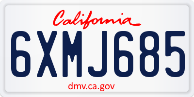 CA license plate 6XMJ685