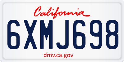 CA license plate 6XMJ698