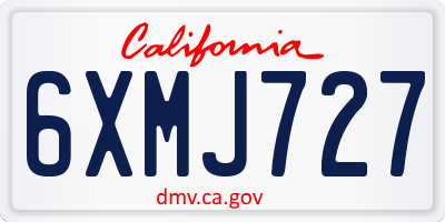 CA license plate 6XMJ727