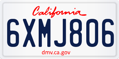 CA license plate 6XMJ806