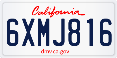 CA license plate 6XMJ816