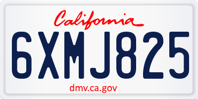 CA license plate 6XMJ825