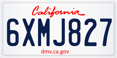 CA license plate 6XMJ827