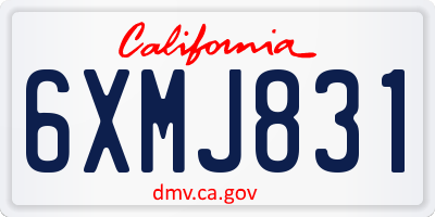 CA license plate 6XMJ831