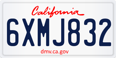 CA license plate 6XMJ832