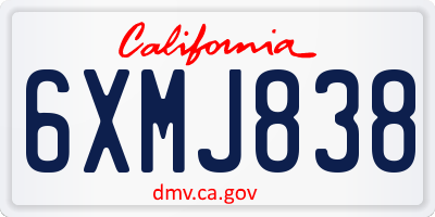 CA license plate 6XMJ838