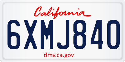 CA license plate 6XMJ840