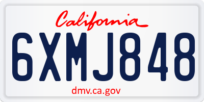CA license plate 6XMJ848