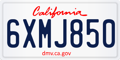 CA license plate 6XMJ850