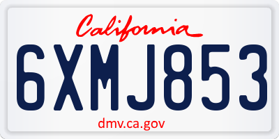CA license plate 6XMJ853