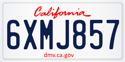 CA license plate 6XMJ857